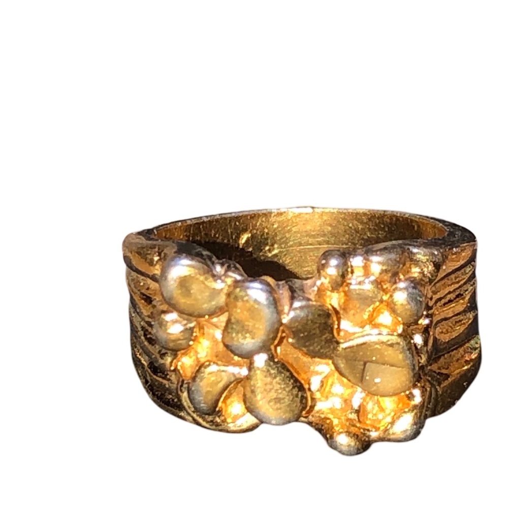 Y2K 1980s Gold nugget ring 18k HGE 8.44 grams